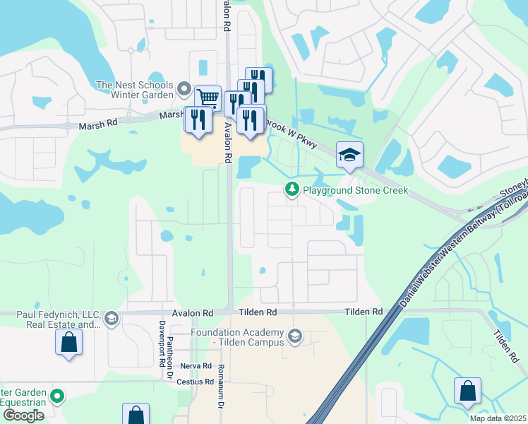 map of restaurants, bars, coffee shops, grocery stores, and more near 1804 Sherbourne Street in Winter Garden