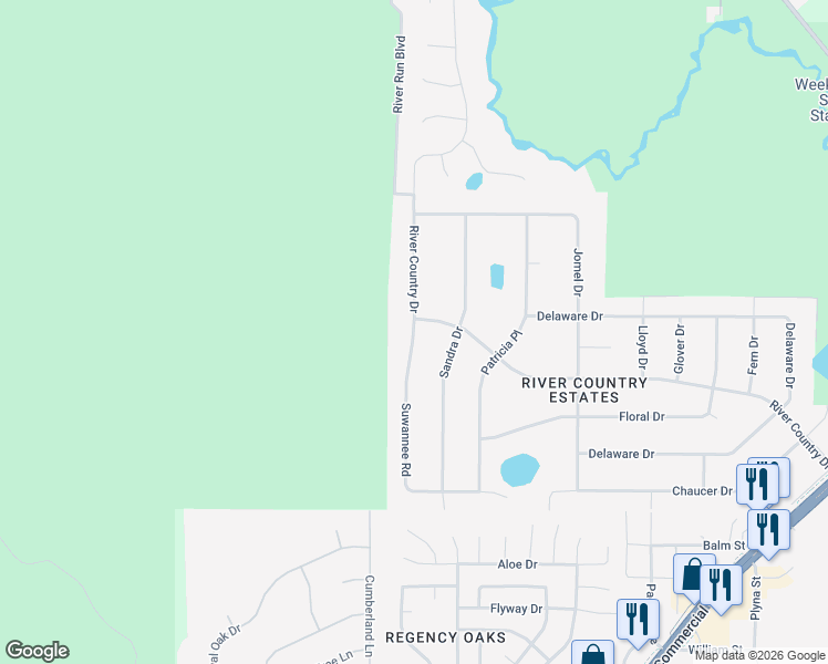 map of restaurants, bars, coffee shops, grocery stores, and more near 5337 Sandra Drive in Spring Hill