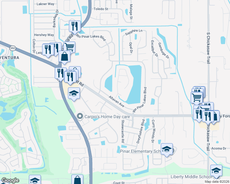 map of restaurants, bars, coffee shops, grocery stores, and more near 2474 Island Club Way in Orlando
