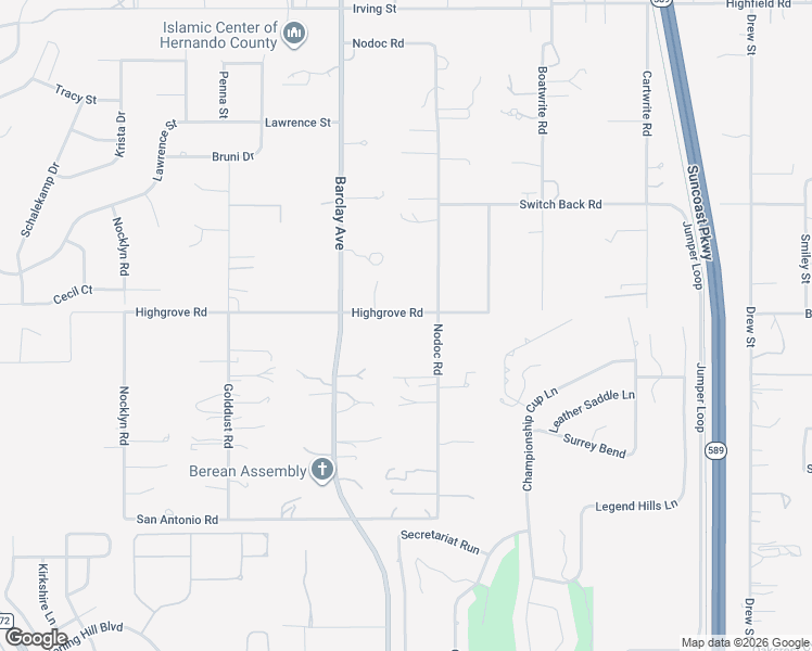map of restaurants, bars, coffee shops, grocery stores, and more near 14220 Highgrove Road in Brooksville