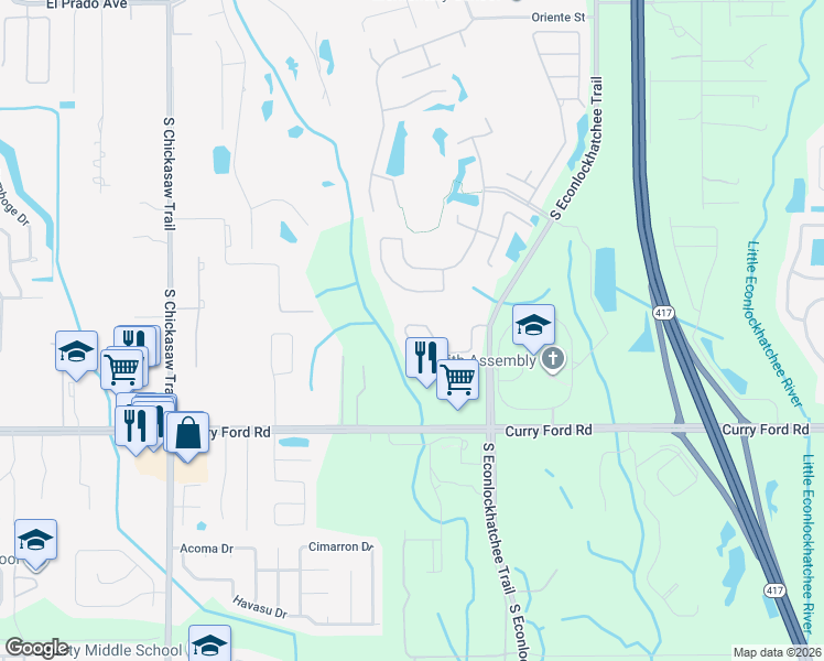 map of restaurants, bars, coffee shops, grocery stores, and more near 8956 Tuscan Valley Place in Orlando