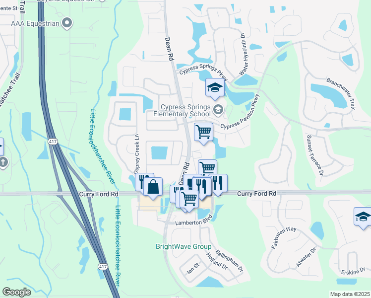 map of restaurants, bars, coffee shops, grocery stores, and more near 10373 Cypress Knee Circle in Orlando
