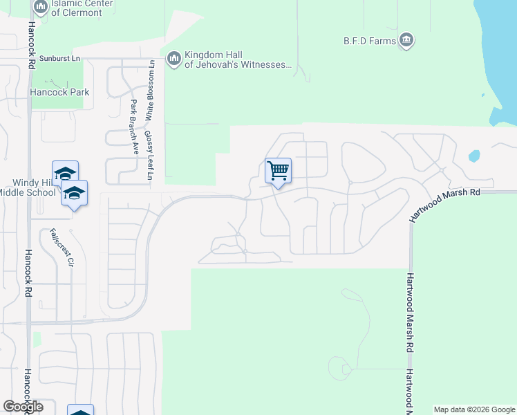 map of restaurants, bars, coffee shops, grocery stores, and more near 3606 Caladesi Road in Clermont