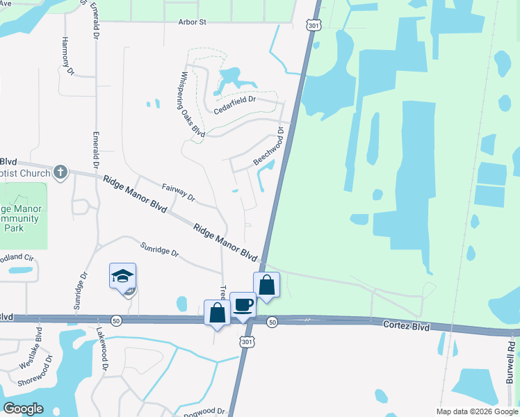 map of restaurants, bars, coffee shops, grocery stores, and more near 5428 Chestnut Ridge Road in Ridge Manor