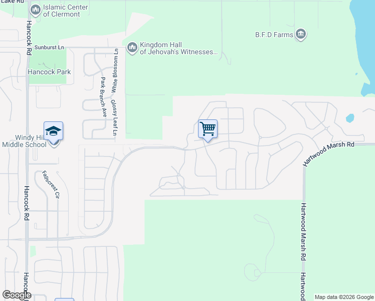 map of restaurants, bars, coffee shops, grocery stores, and more near Heritage Hills Boulevard in Clermont