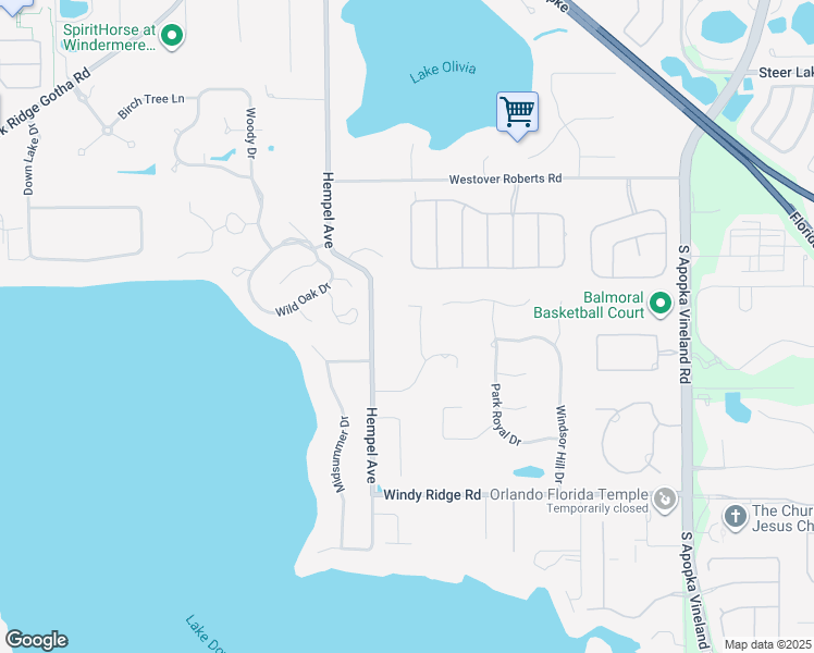 map of restaurants, bars, coffee shops, grocery stores, and more near 2532 Hempel Cove Court in Windermere