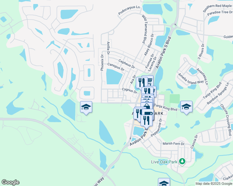 map of restaurants, bars, coffee shops, grocery stores, and more near 3016 Indus Drive in Orlando