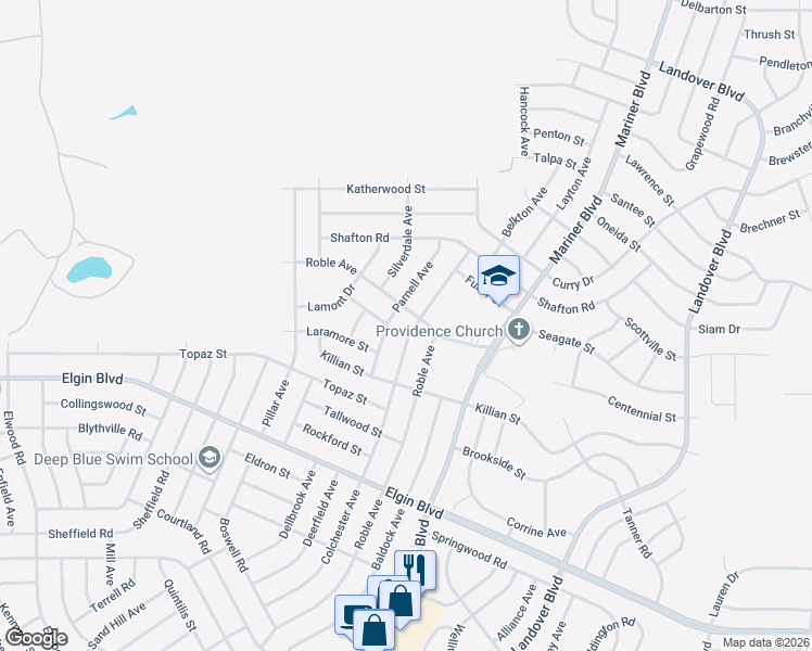 map of restaurants, bars, coffee shops, grocery stores, and more near 6024 Parnell Avenue in Spring Hill