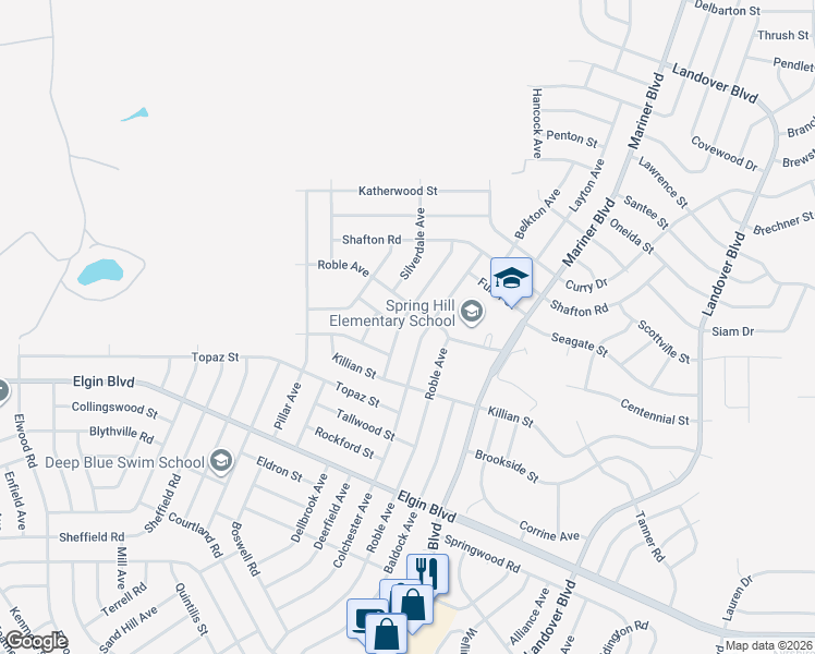 map of restaurants, bars, coffee shops, grocery stores, and more near 6008 Parnell Avenue in Spring Hill