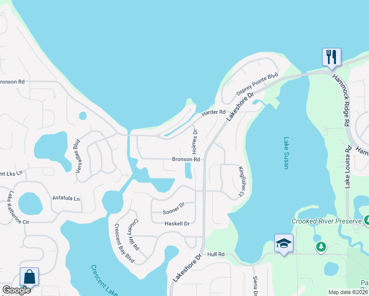 map of restaurants, bars, coffee shops, grocery stores, and more near 11532 Beaman Circle in Clermont