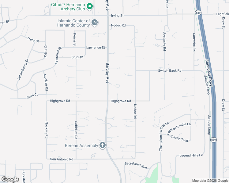 map of restaurants, bars, coffee shops, grocery stores, and more near 14189 Highgrove Road in Brooksville