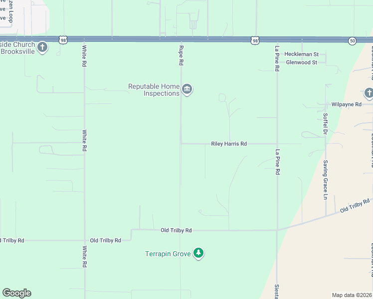 map of restaurants, bars, coffee shops, grocery stores, and more near 28381 Riley Harris Road in Brooksville