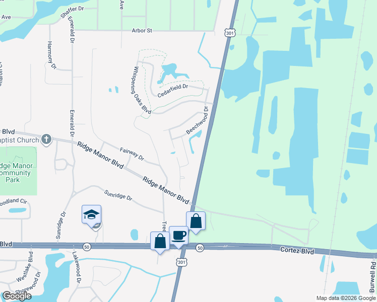 map of restaurants, bars, coffee shops, grocery stores, and more near 5452 Chestnut Ridge Road in Ridge Manor