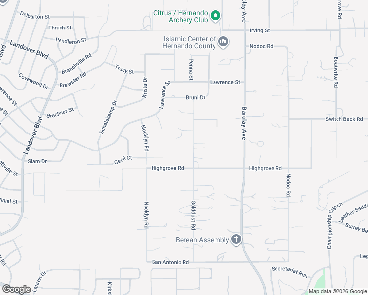 map of restaurants, bars, coffee shops, grocery stores, and more near 6029 Golddust Road in Brooksville