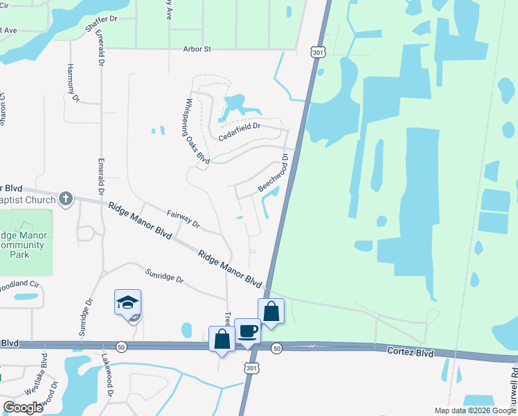 map of restaurants, bars, coffee shops, grocery stores, and more near 5452 Chestnut Ridge Road in Ridge Manor