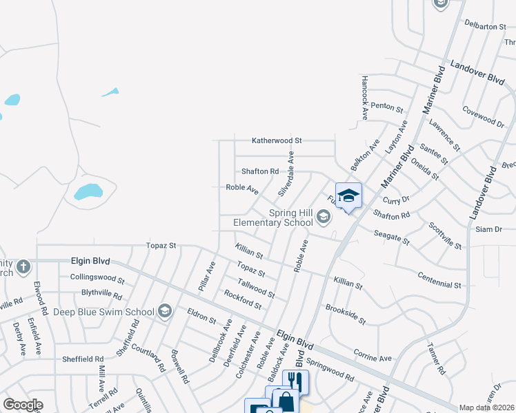 map of restaurants, bars, coffee shops, grocery stores, and more near 12158 Lamont Drive in Spring Hill