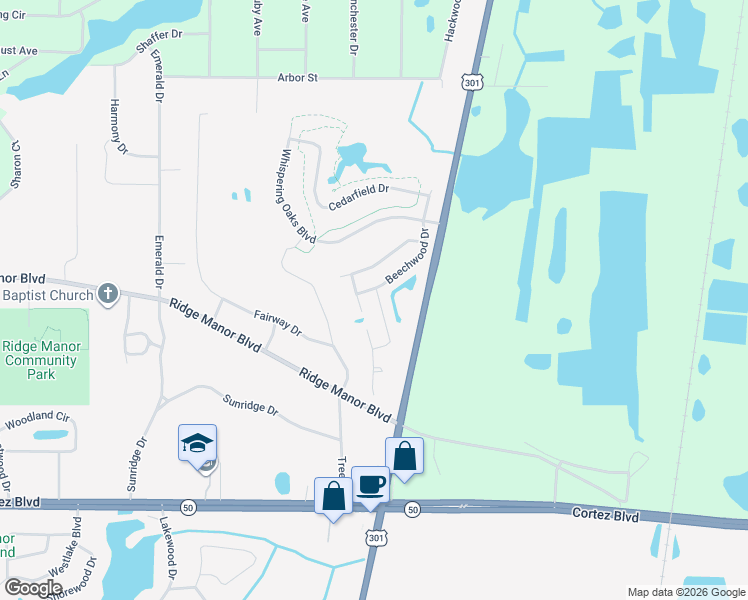map of restaurants, bars, coffee shops, grocery stores, and more near 5452 Chestnut Ridge Road in Ridge Manor
