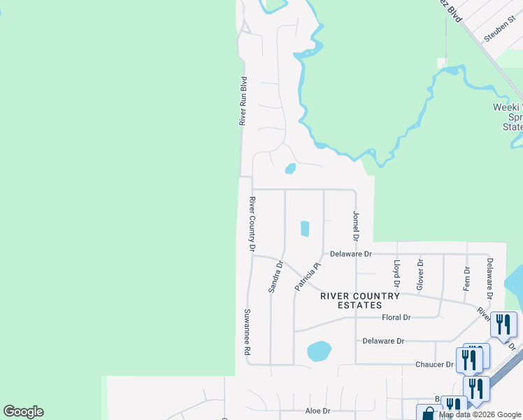 map of restaurants, bars, coffee shops, grocery stores, and more near 7215 River Country Drive in Spring Hill