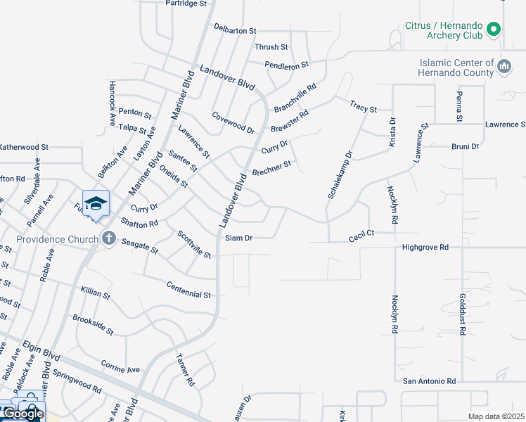map of restaurants, bars, coffee shops, grocery stores, and more near 13132 Oneida Street in Spring Hill