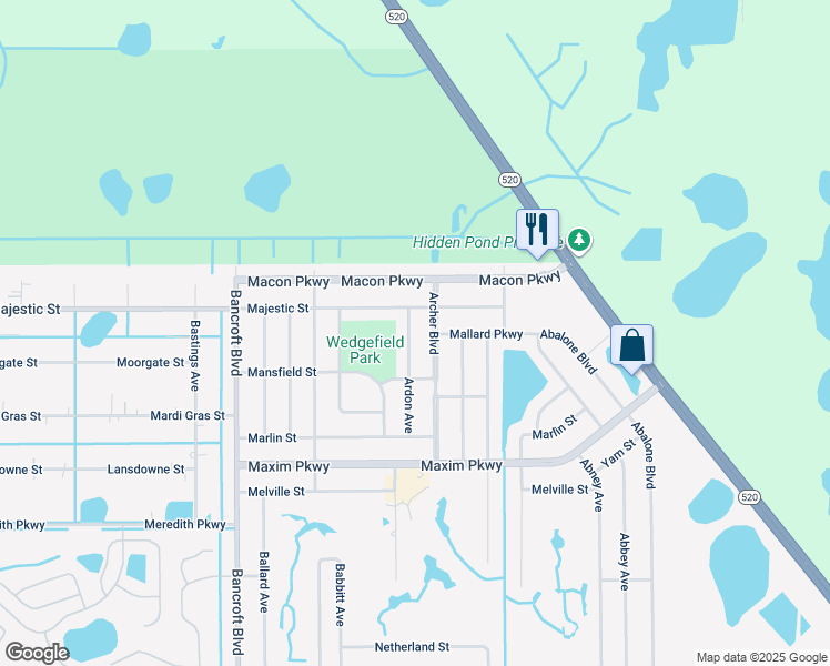 map of restaurants, bars, coffee shops, grocery stores, and more near 2258 Ardon Avenue in Orlando