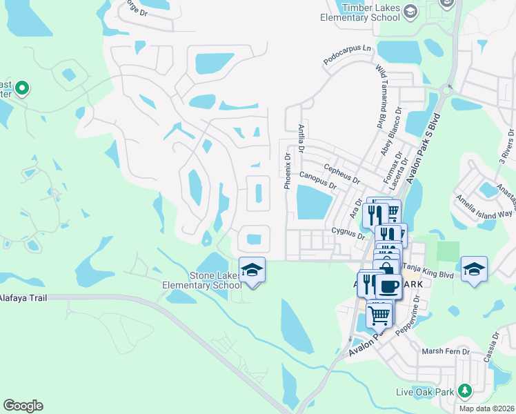 map of restaurants, bars, coffee shops, grocery stores, and more near 2736 Dover Glen Circle in Orlando