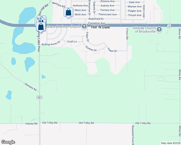 map of restaurants, bars, coffee shops, grocery stores, and more near 6132 Ivy Hill Lane in Brooksville