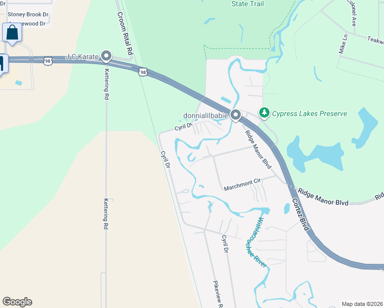 map of restaurants, bars, coffee shops, grocery stores, and more near 32284 Marchmont Circle in Dade City