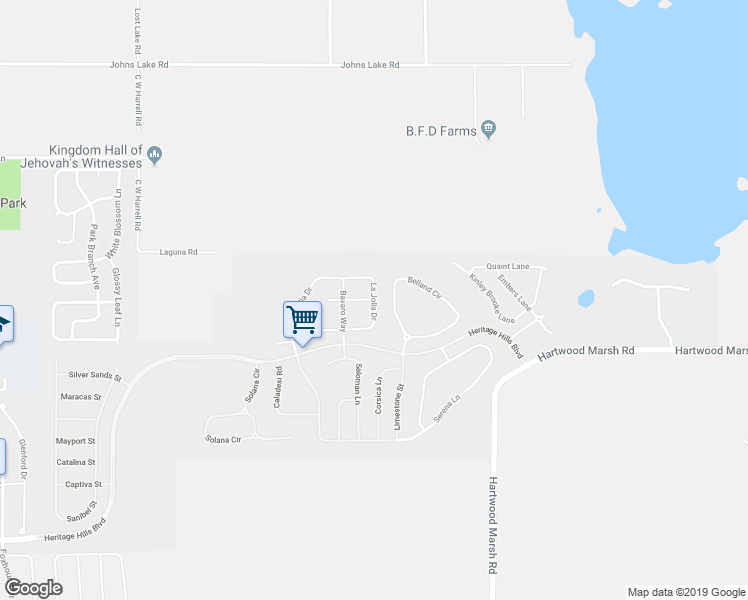 map of restaurants, bars, coffee shops, grocery stores, and more near La Jolla Drive in Clermont