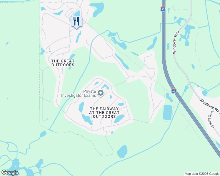 map of restaurants, bars, coffee shops, grocery stores, and more near 448 Oak Cove Road in Titusville