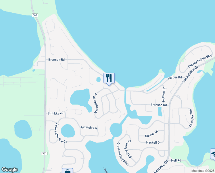 map of restaurants, bars, coffee shops, grocery stores, and more near 10925 Versailles Boulevard in Clermont