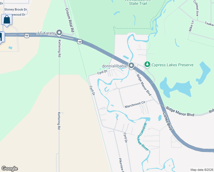 map of restaurants, bars, coffee shops, grocery stores, and more near 32284 Marchmont Circle in Dade City