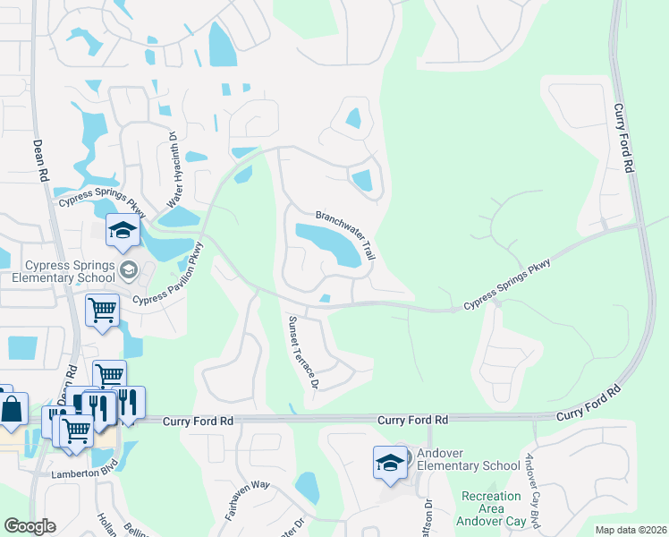 map of restaurants, bars, coffee shops, grocery stores, and more near 1878 Branchwater Trail in Orlando