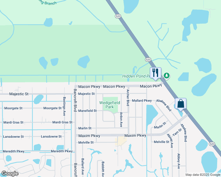 map of restaurants, bars, coffee shops, grocery stores, and more near 20461 Majestic Street in Orlando
