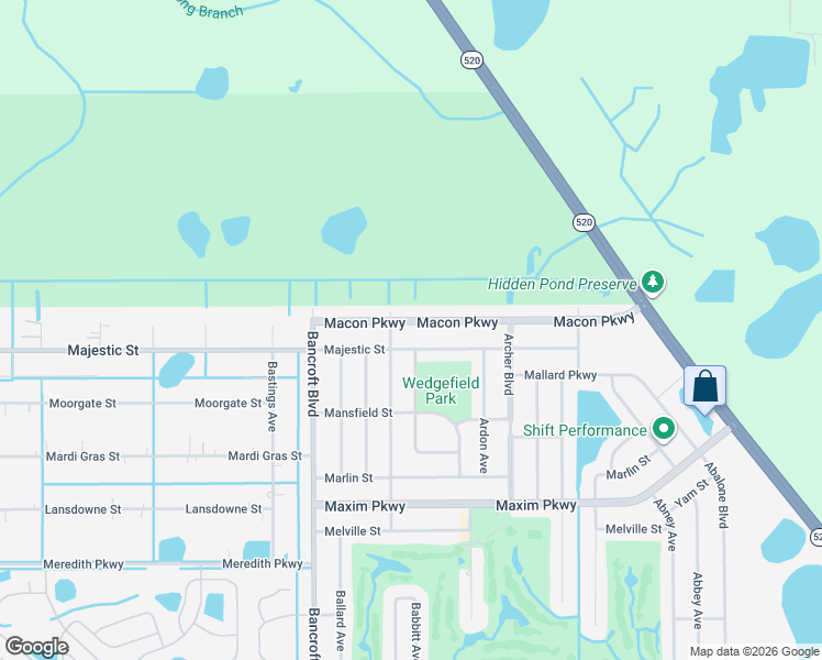 map of restaurants, bars, coffee shops, grocery stores, and more near 2206 Babbitt Avenue in Orlando