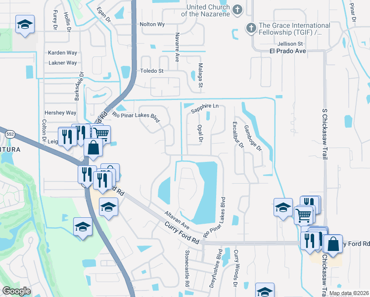 map of restaurants, bars, coffee shops, grocery stores, and more near 2220 Rio Pinar Lakes Boulevard in Orlando