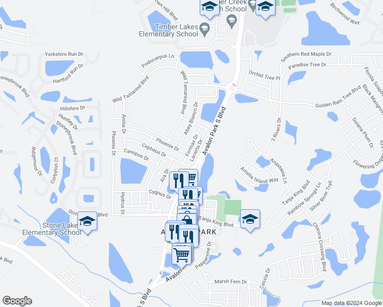 map of restaurants, bars, coffee shops, grocery stores, and more near 2515 Formax Drive in Orlando