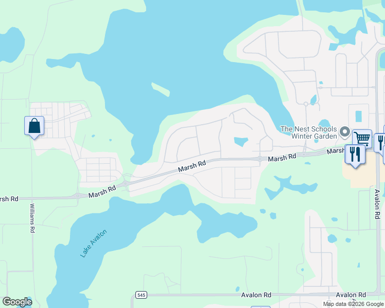 map of restaurants, bars, coffee shops, grocery stores, and more near 16770 Turtle Hatch Drive in Winter Garden