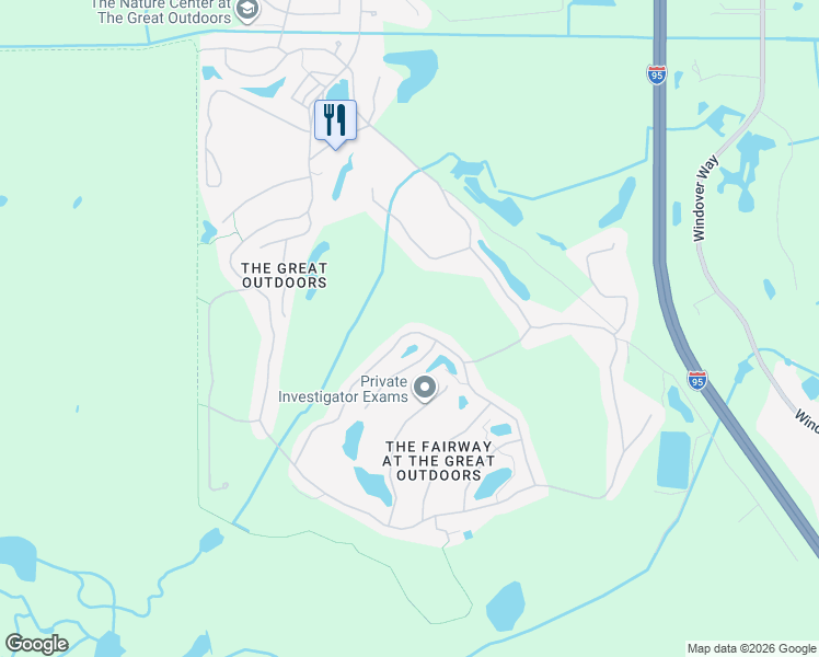 map of restaurants, bars, coffee shops, grocery stores, and more near 417 Oak Cove Road in Titusville