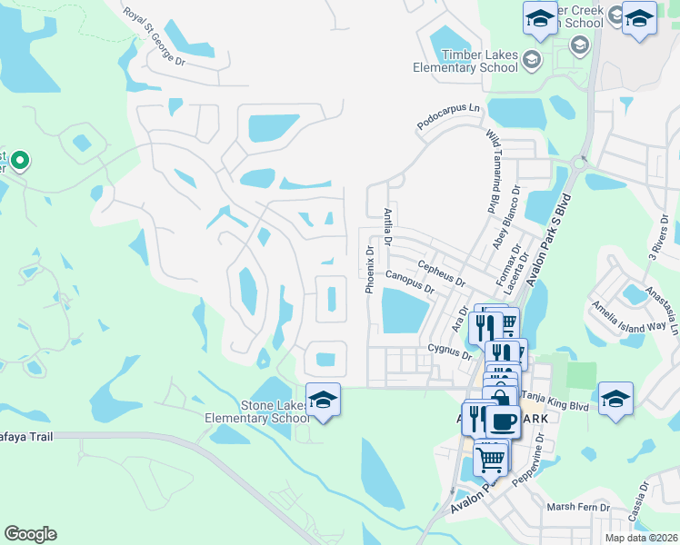 map of restaurants, bars, coffee shops, grocery stores, and more near 2524 Lockington Court in Orlando