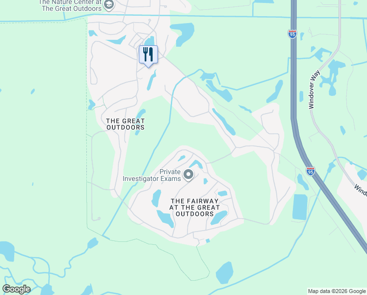 map of restaurants, bars, coffee shops, grocery stores, and more near 417 Oak Cove Road in Titusville
