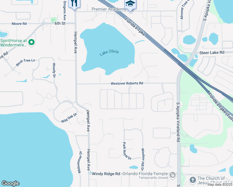 map of restaurants, bars, coffee shops, grocery stores, and more near 1902 Reed Hill Drive in Windermere