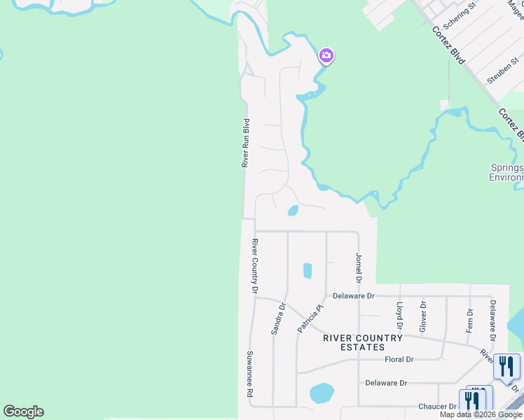 map of restaurants, bars, coffee shops, grocery stores, and more near 6102 Waters Way in Spring Hill