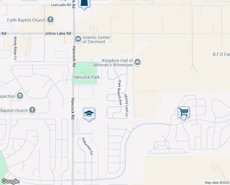 map of restaurants, bars, coffee shops, grocery stores, and more near 3276 White Blossom Lane in Clermont