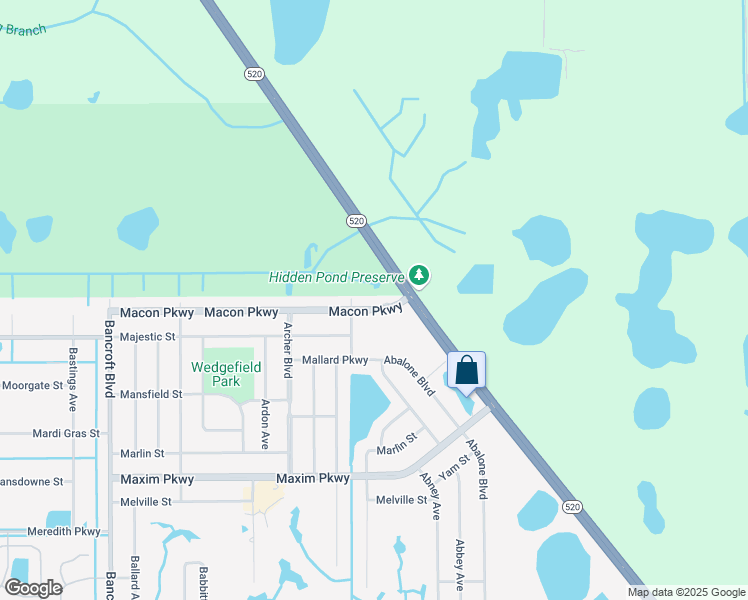 map of restaurants, bars, coffee shops, grocery stores, and more near 20715 Macon Parkway in Orlando