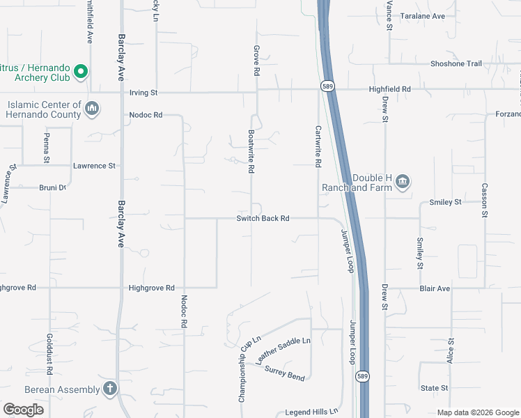 map of restaurants, bars, coffee shops, grocery stores, and more near 14485 Switch Back Road in Brooksville