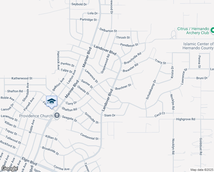 map of restaurants, bars, coffee shops, grocery stores, and more near 13112 Brechner Street in Spring Hill