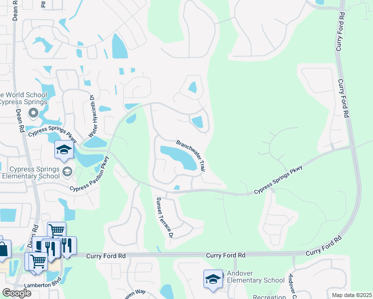 map of restaurants, bars, coffee shops, grocery stores, and more near 1818 Branchwater Trail in Orlando
