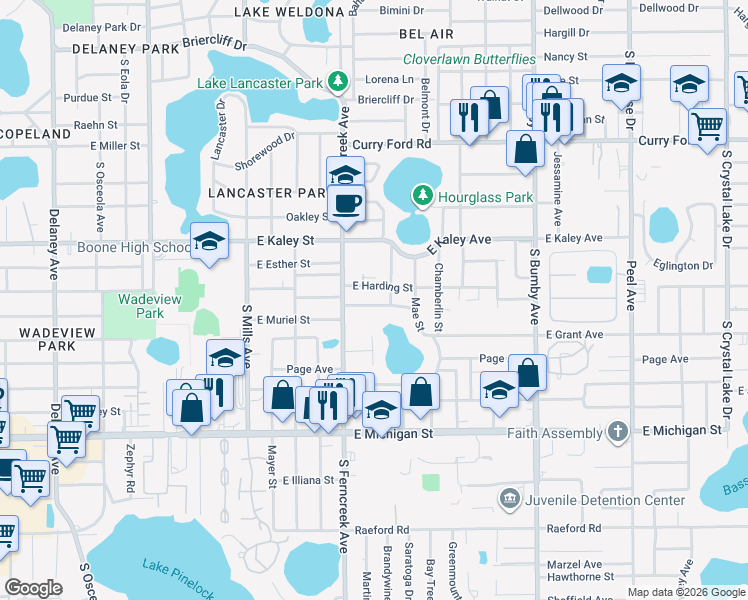 map of restaurants, bars, coffee shops, grocery stores, and more near 1631 Triangle Avenue in Orlando