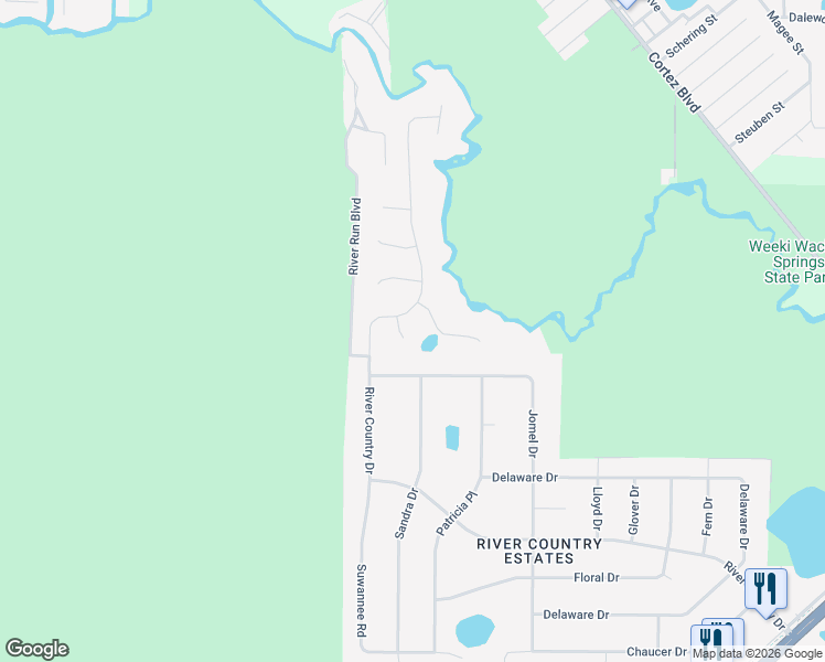 map of restaurants, bars, coffee shops, grocery stores, and more near 6104 Brightwaters Court in Spring Hill