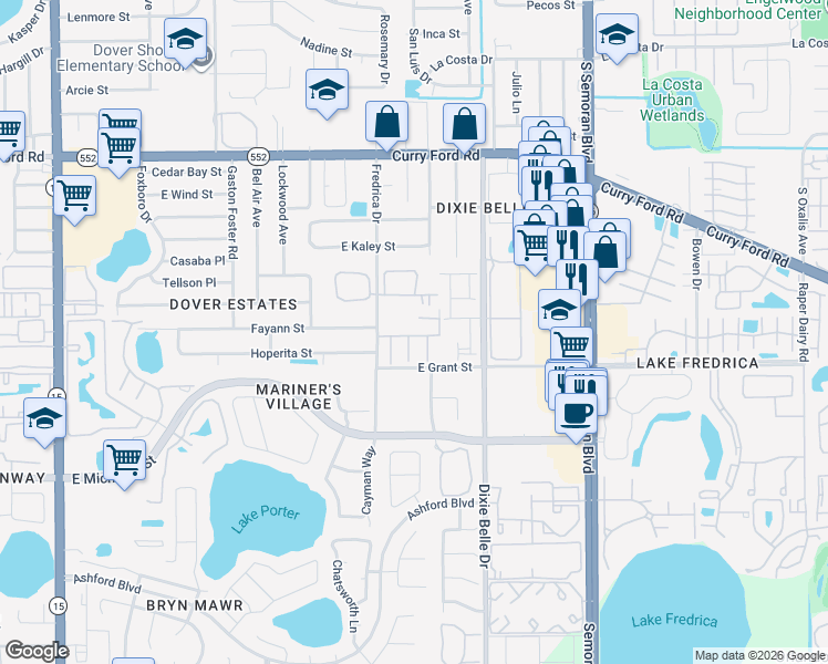 map of restaurants, bars, coffee shops, grocery stores, and more near 2209 Tipperary Court in Orlando